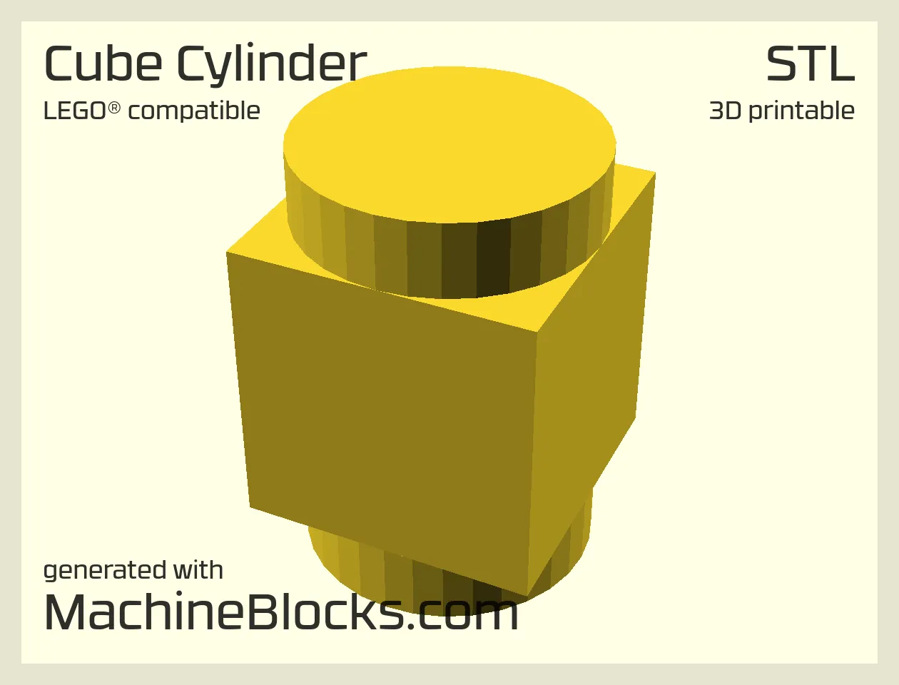 STL Model of a cube and a cylinder combined created with OpenSCAD