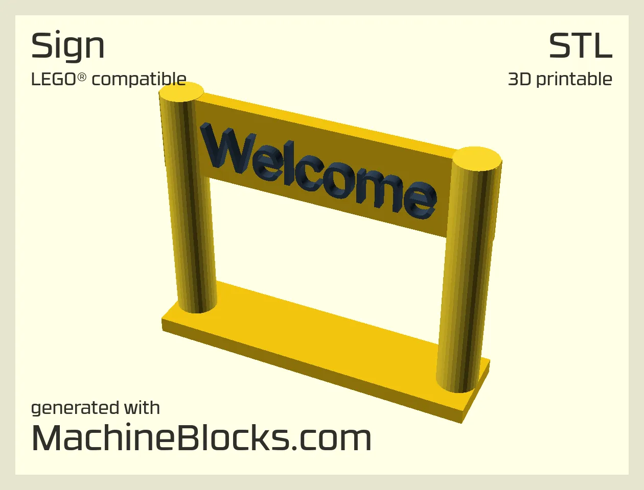 STL Model of a sign on a LEGO® compatible plate