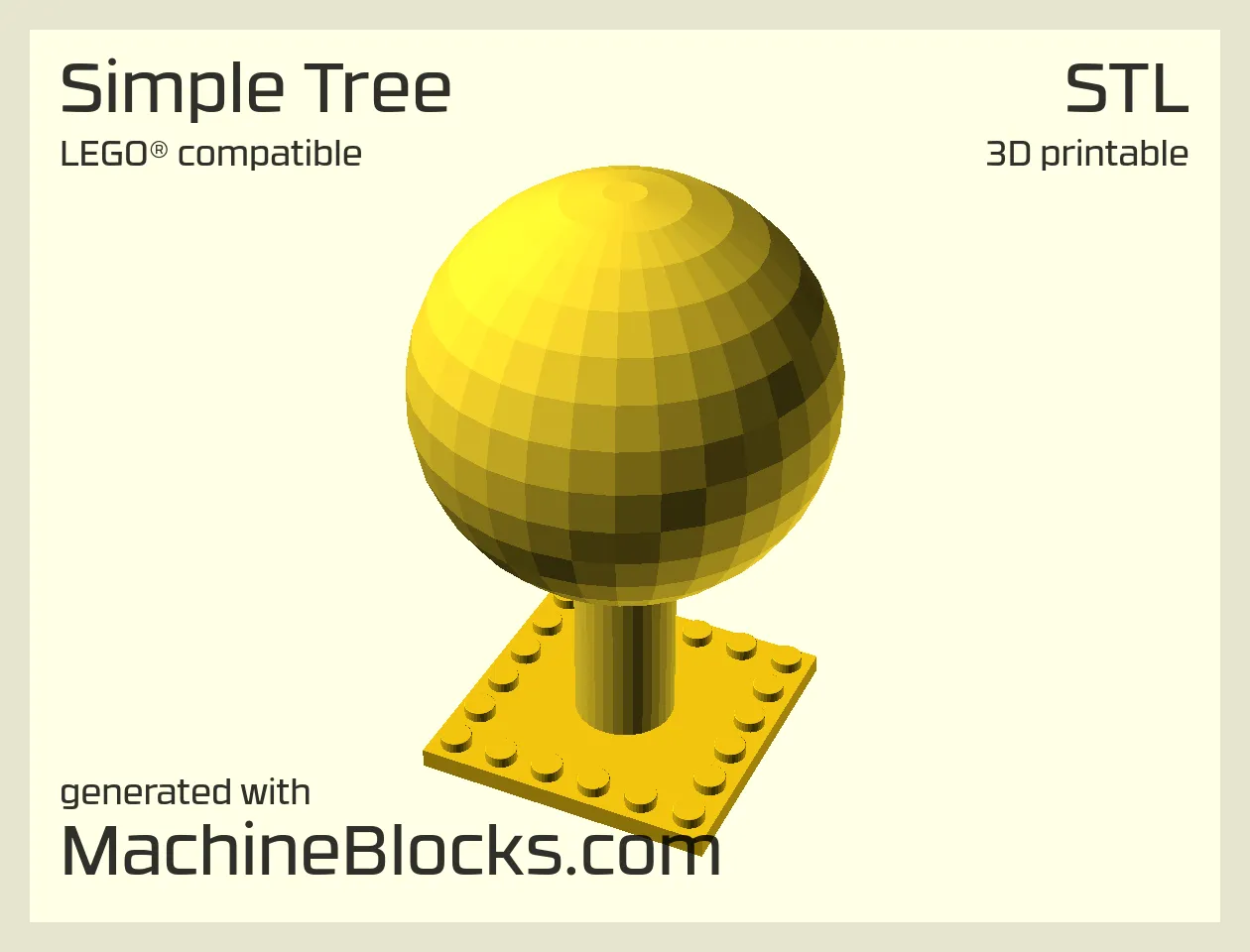 STL Model of a simple tree on a LEGO® compatible plate