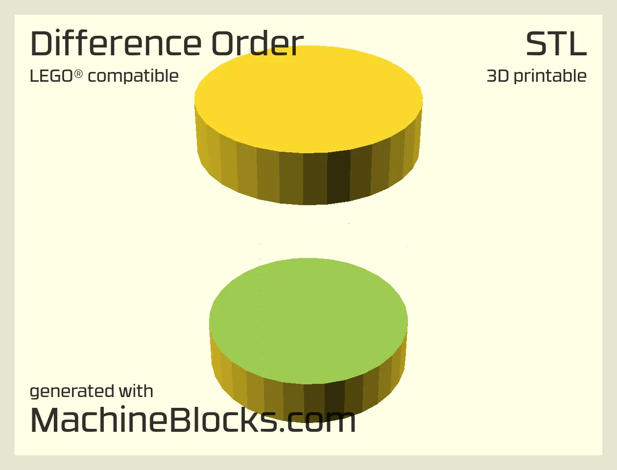 STL Model of ordered subtracted shapes created with OpenSCAD