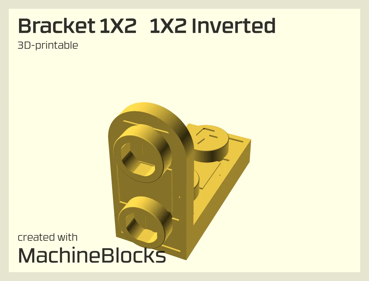 Angle 2x1x2 3MF / STL Model of LEGO® compatible Angle 2x1x2 optimized for 3D Printing (generated with MachineBlocks.com)