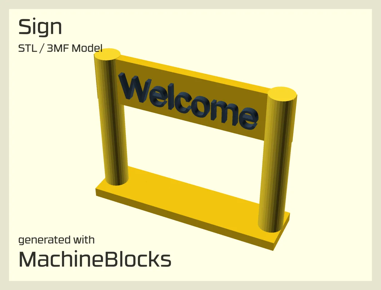 STL Model of a sign on a LEGO® compatible plate
