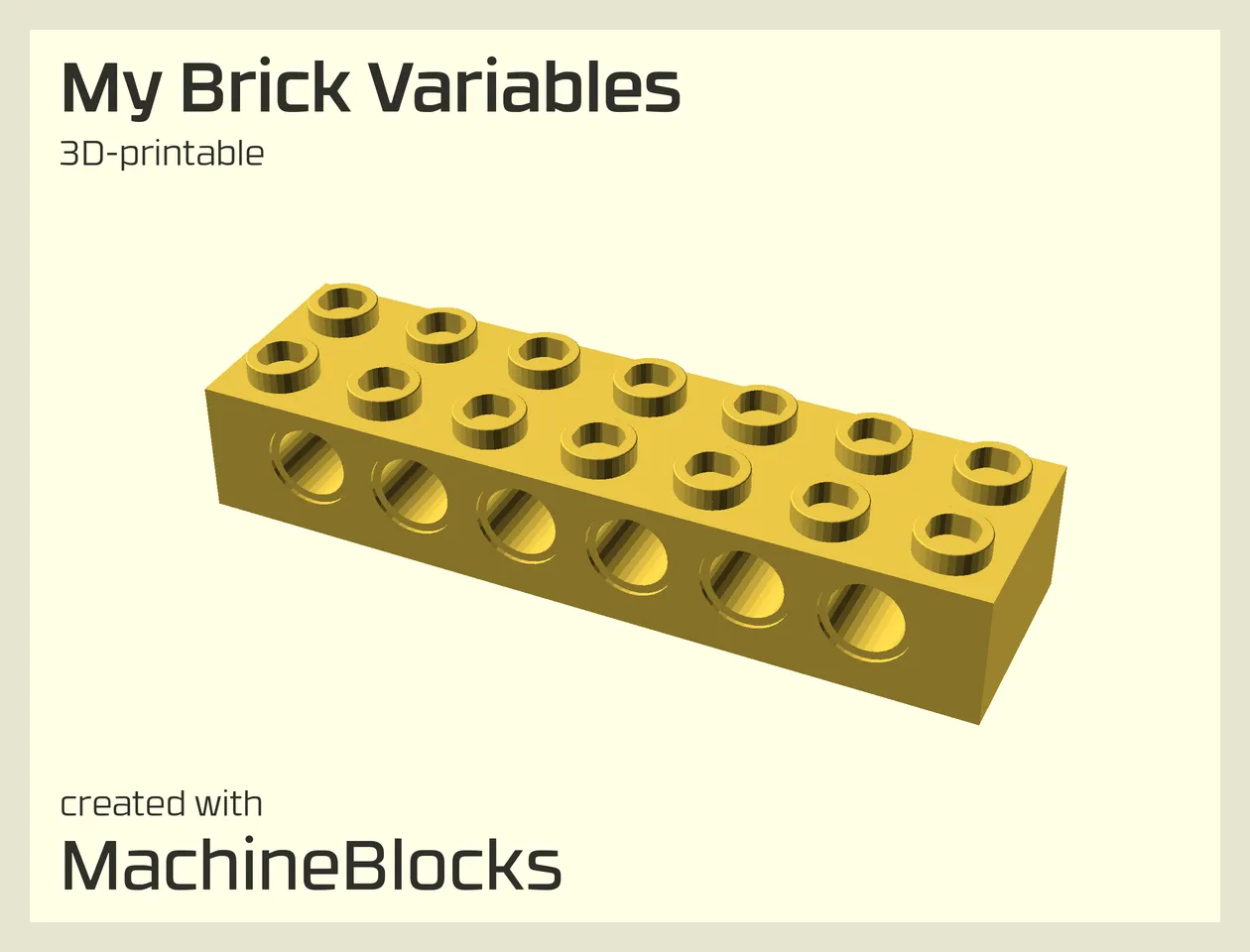 7x2 Technic Brick generated with MachineBlocks SCAD library.