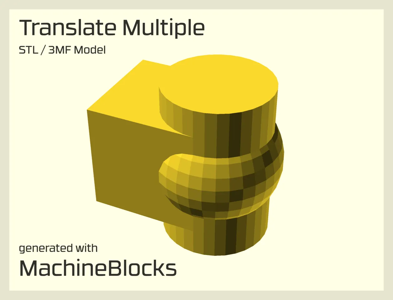 STL Model of multiple translated shapes created with OpenSCAD