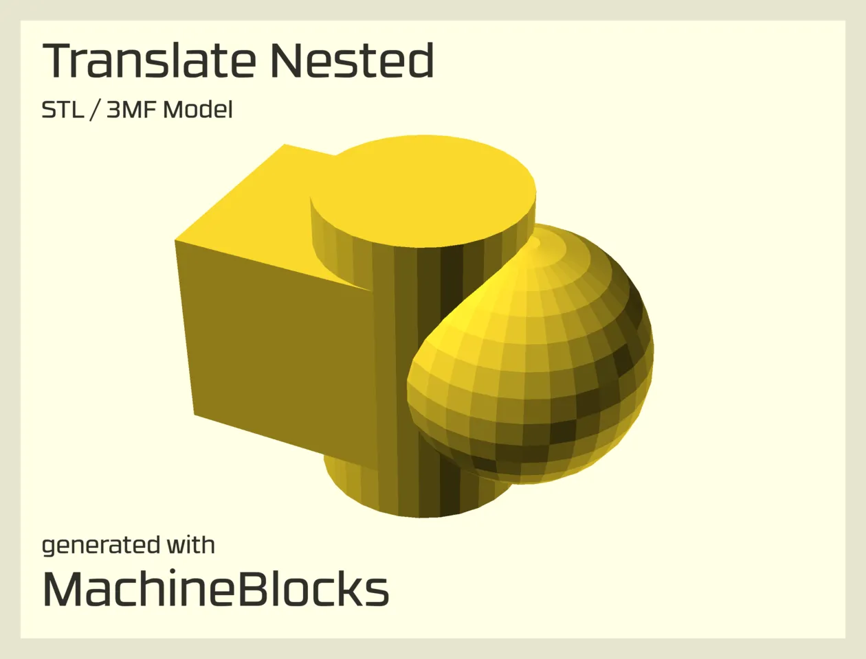 STL Model of nested translations created with OpenSCAD