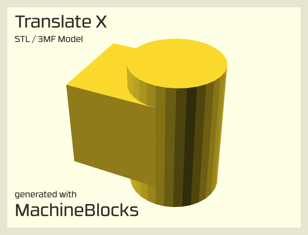 STL Model of translated shape along the x-axis created with OpenSCAD