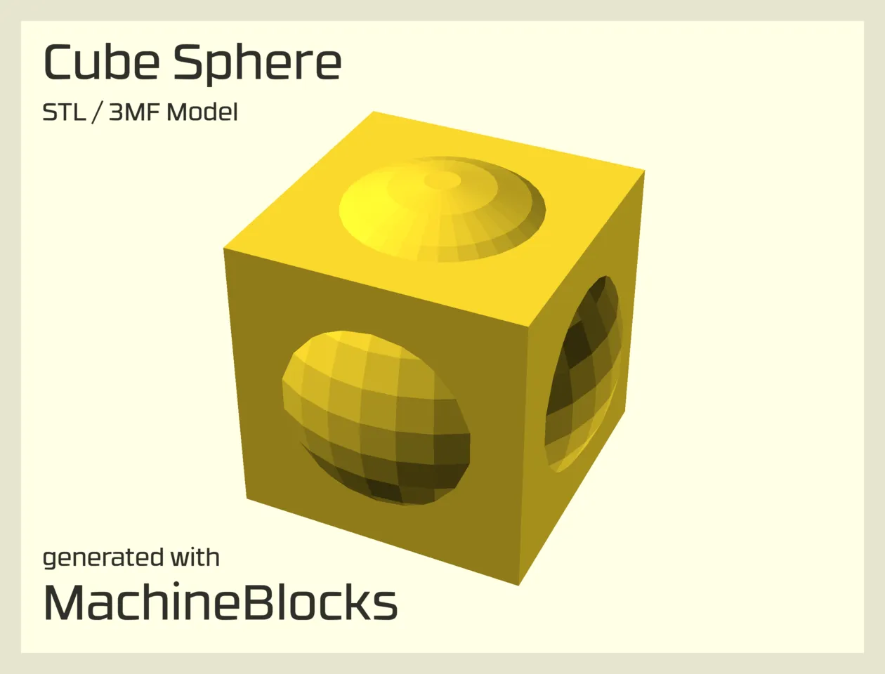 STL Model of a cube and a sphere combined with variables created with OpenSCAD