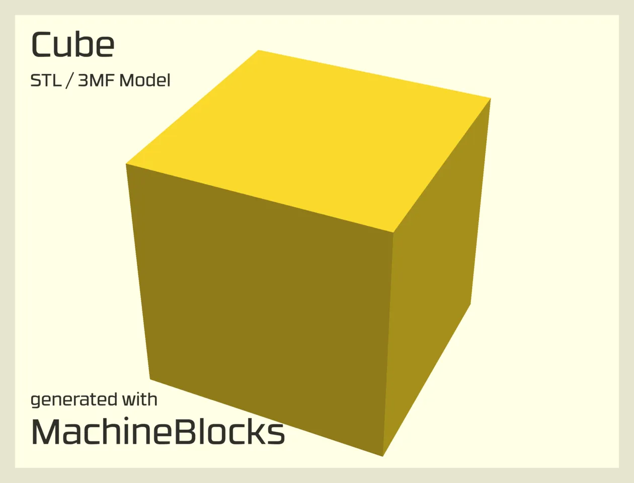 STL Model of a simple cube with variables created with OpenSCAD