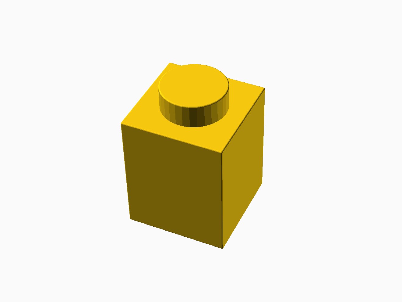 3D printable model of a LEGO 1x1 Brick with standard knobs.