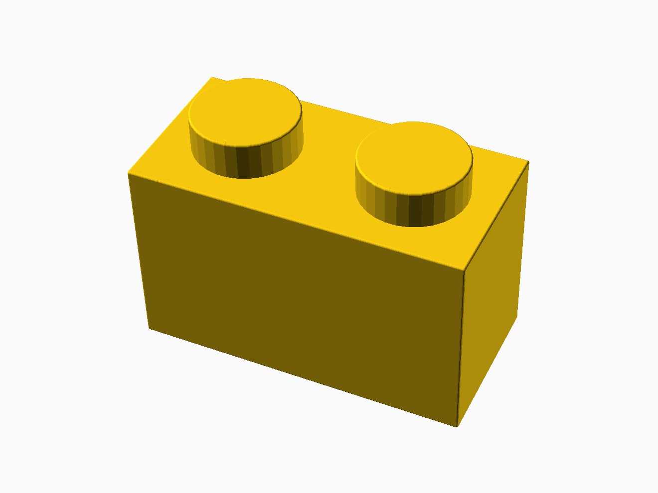 3D printable model of a LEGO 2x1 Brick with standard knobs.
