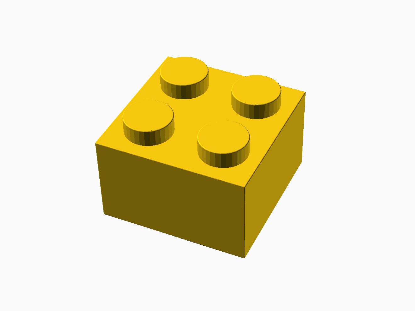 3D printable model of a LEGO 2x2 Brick with standard knobs.