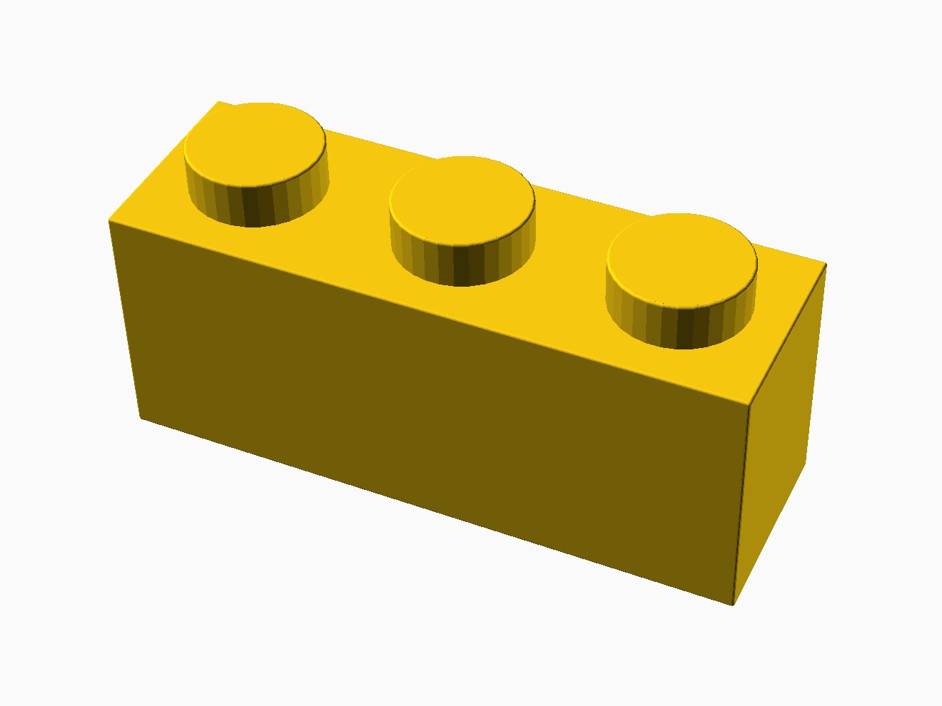 3D printable model of a LEGO 3x1 Brick with standard knobs.
