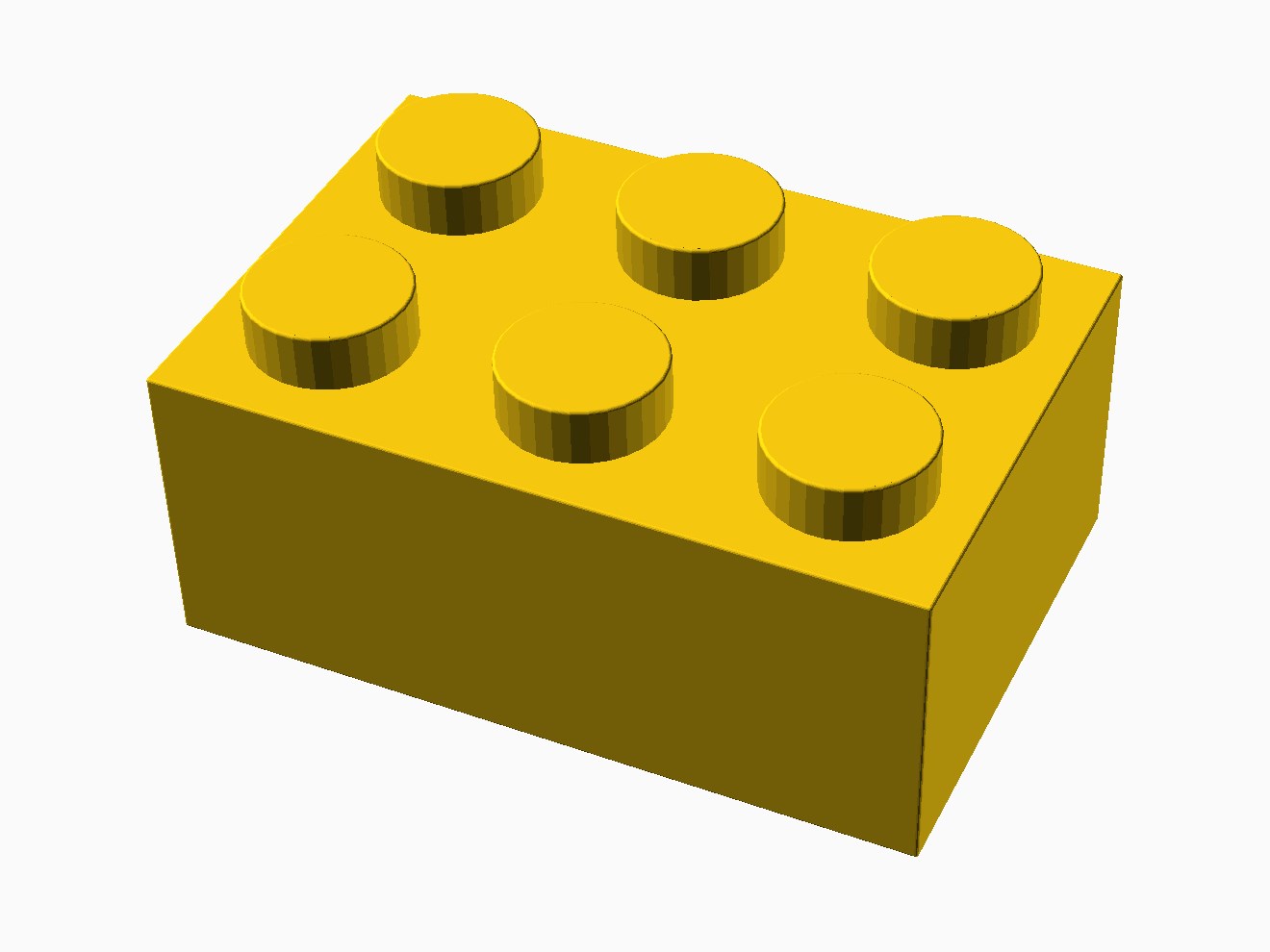 3D printable model of a LEGO 3x2 Brick with standard knobs.