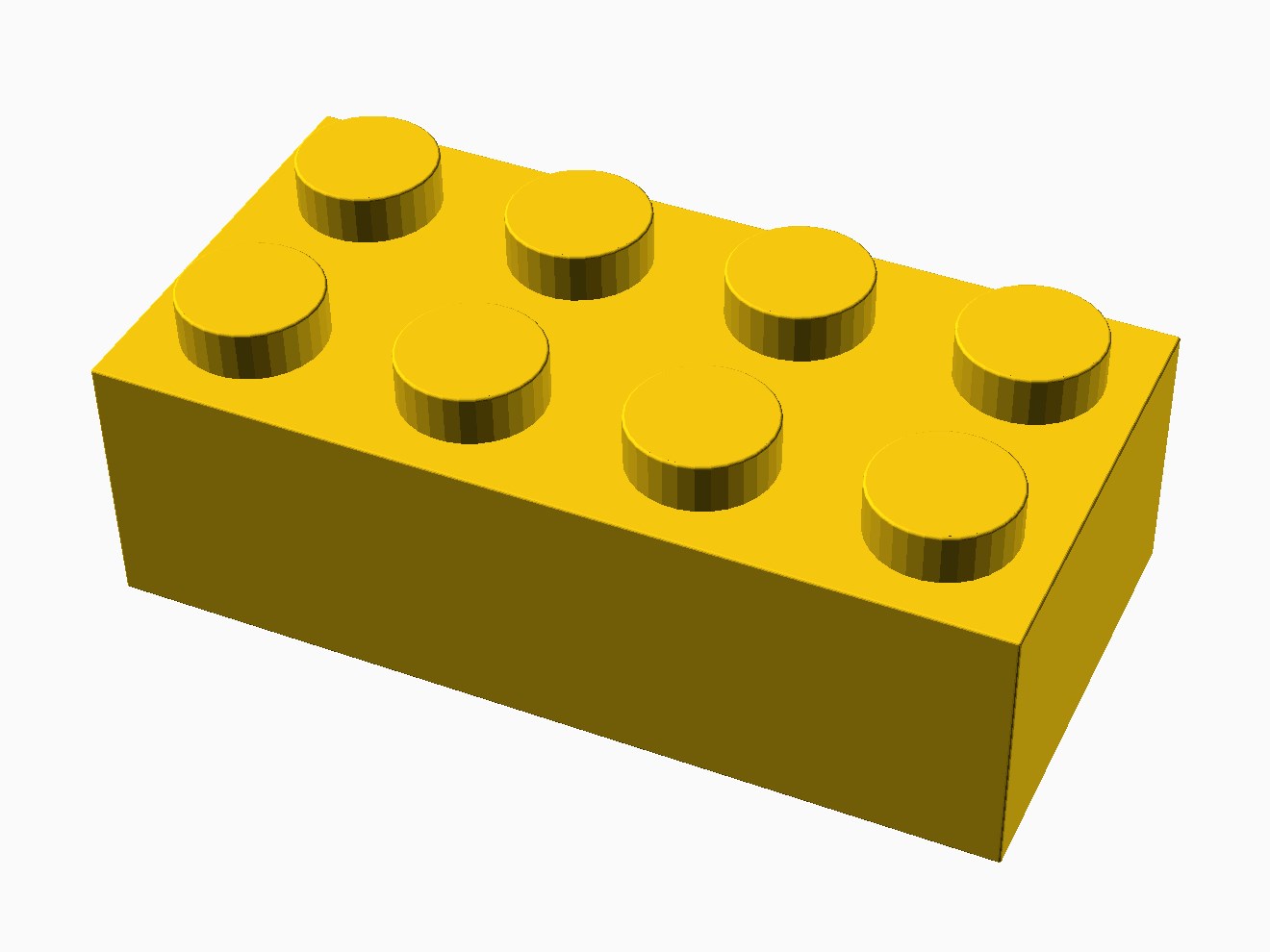 3D printable model of a LEGO 4x2 Brick with standard knobs.