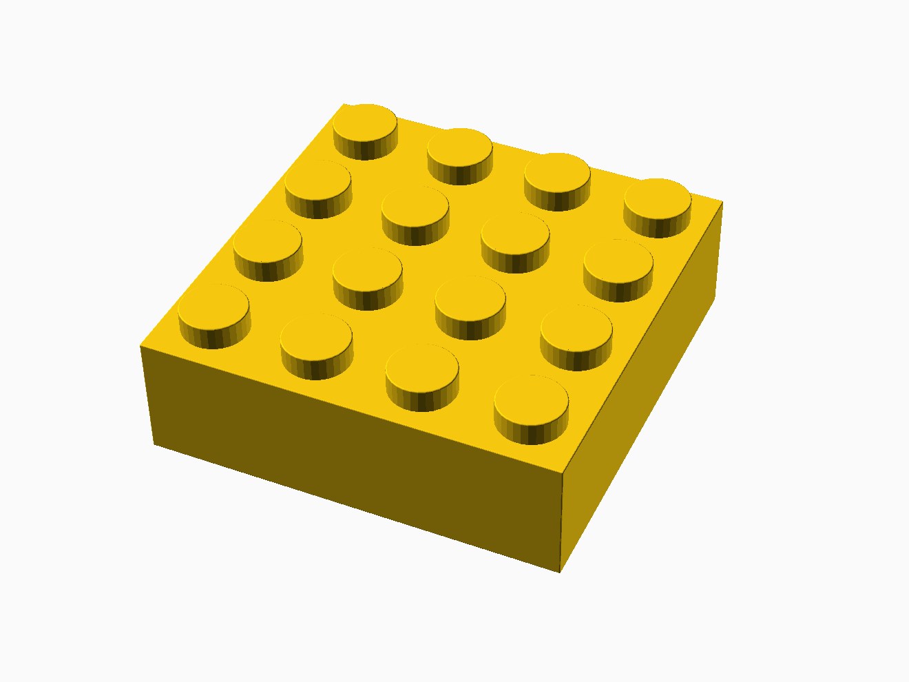 3D printable model of a LEGO 4x4 Brick with standard knobs.