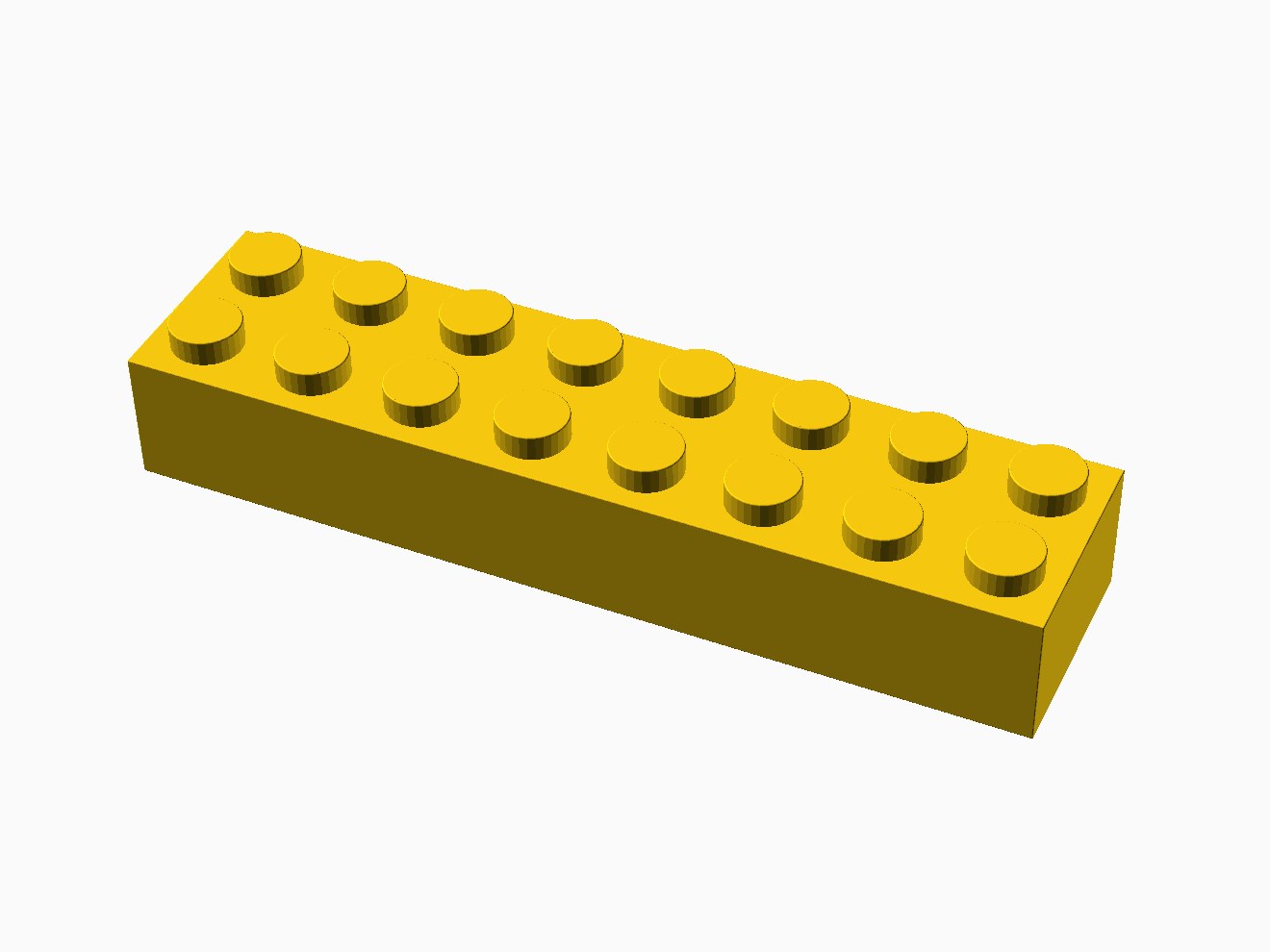 3D printable model of a LEGO 8x2 Brick with standard knobs.