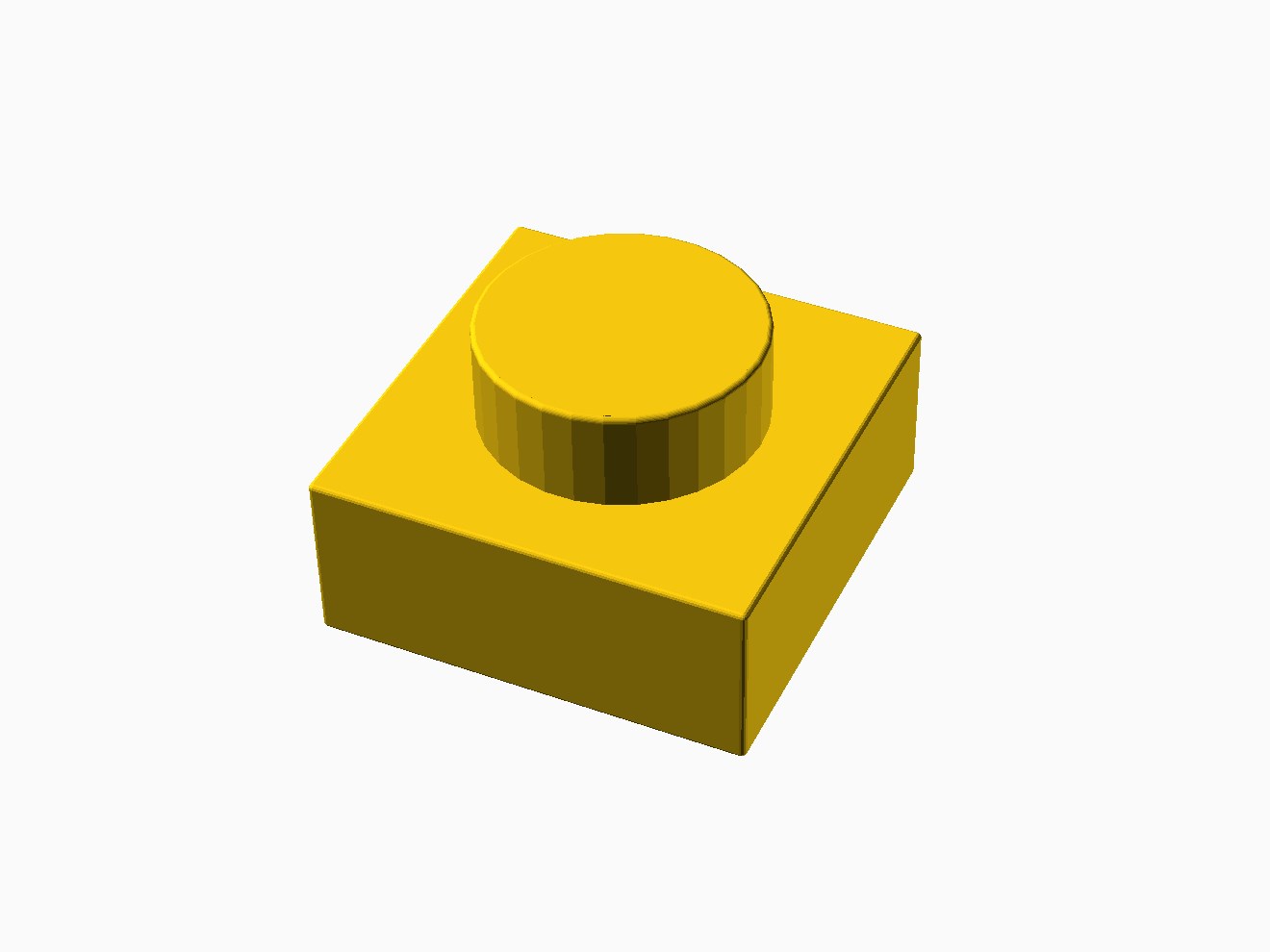 3D printable model of a LEGO 1x1 Plate with standard knobs.