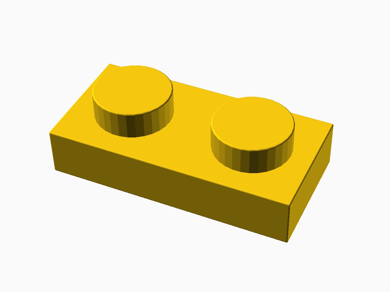 3D printable model of a LEGO 2x1 Plate with standard knobs.