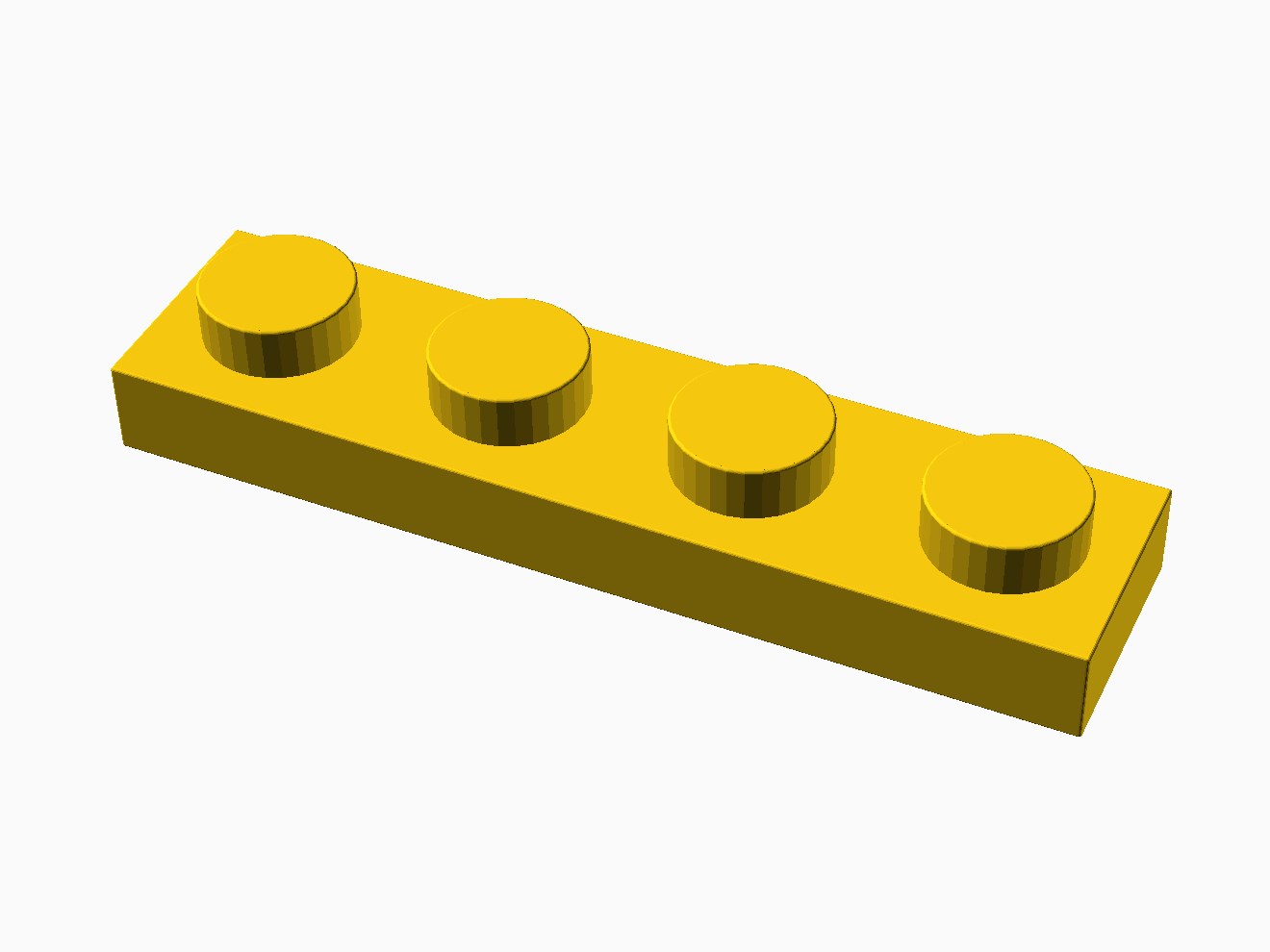 3D printable model of a LEGO 4x1 Plate with standard knobs.