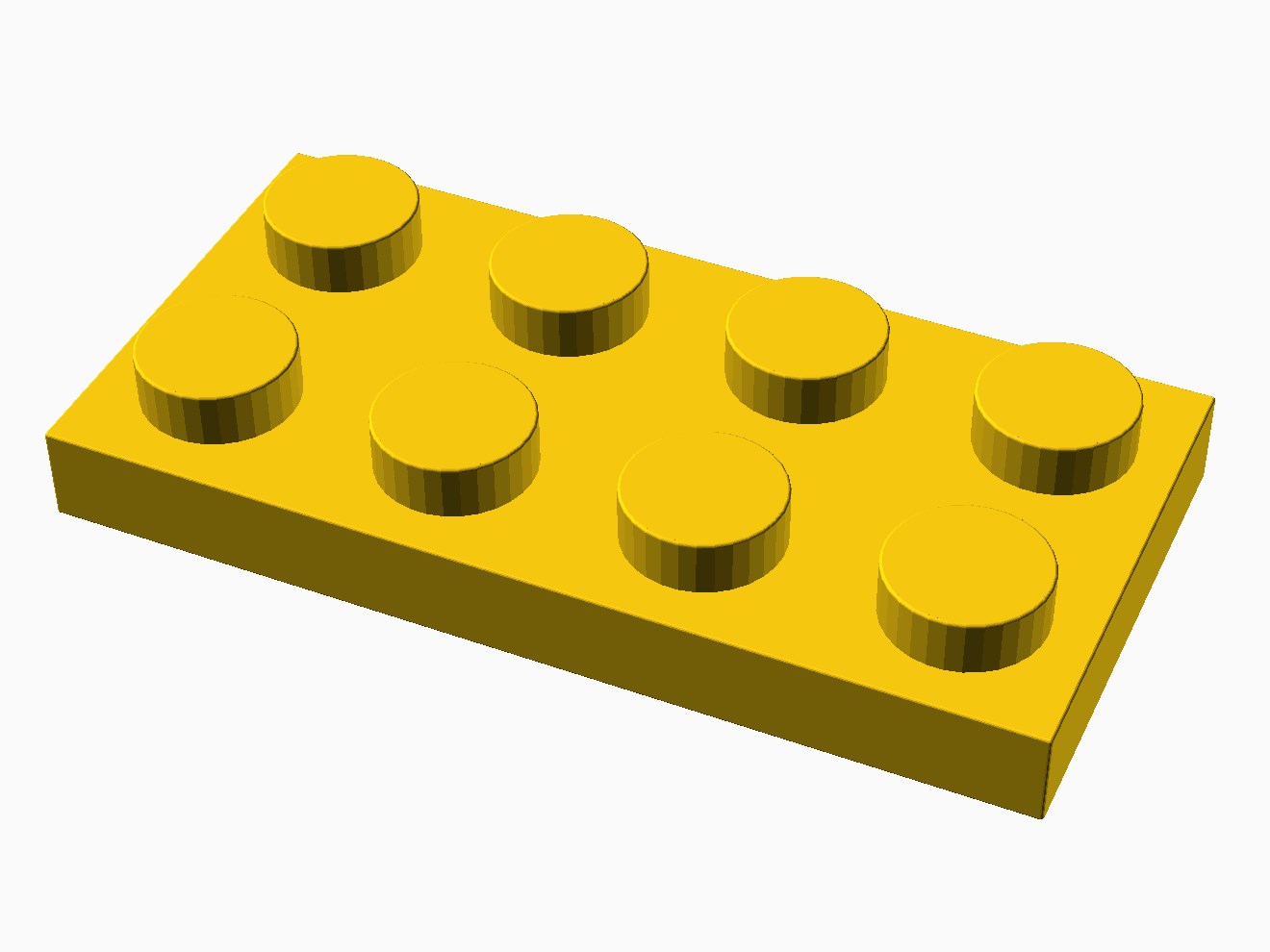 3D printable model of a LEGO 4x2 Plate with standard knobs.
