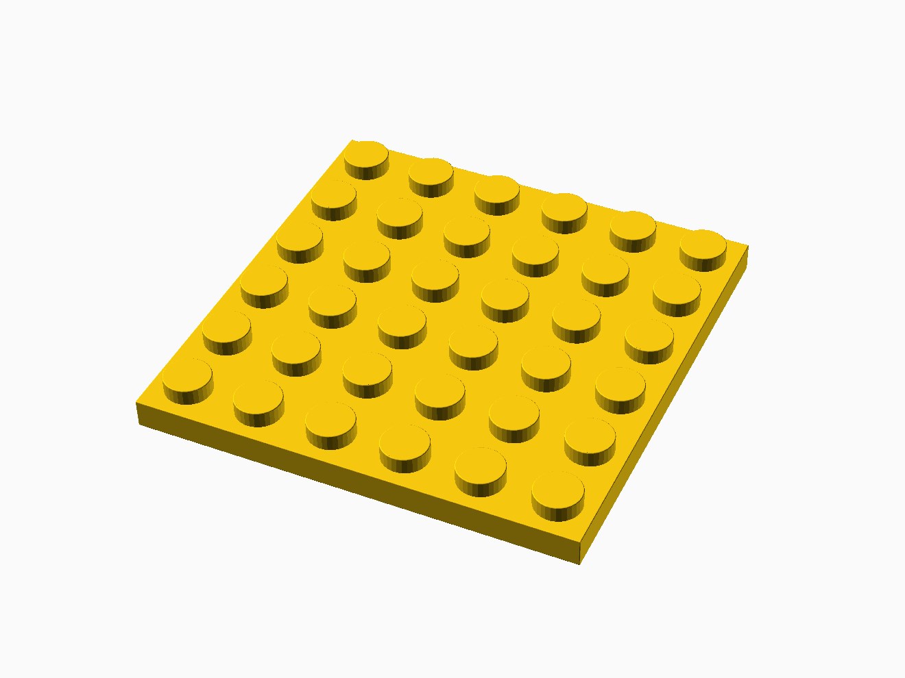 3D printable model of a LEGO 6x6 Plate with standard knobs.