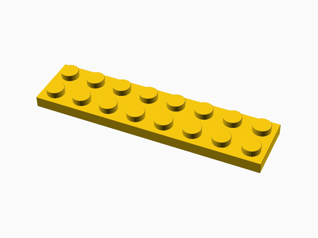 3D printable model of a LEGO 8x2 Plate with standard knobs.