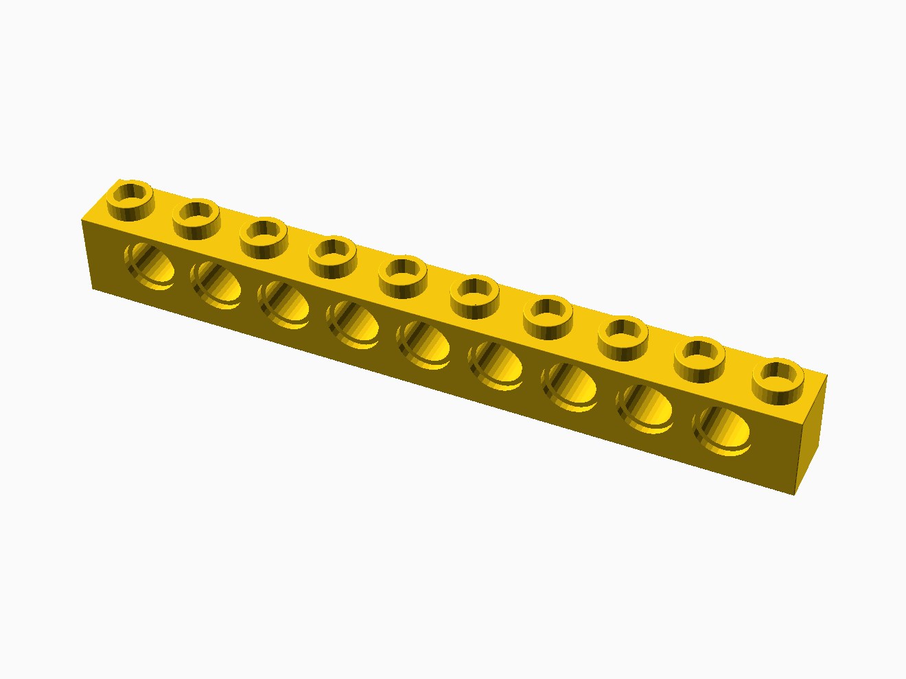 3D printable model of a LEGO Technic 10x1 Brick.