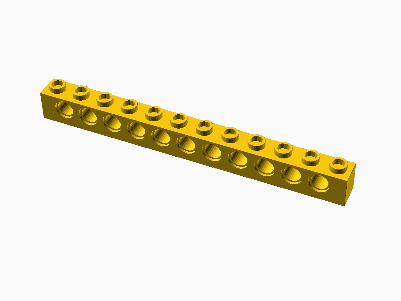 3D printable model of a LEGO Technic 12x1 Brick.