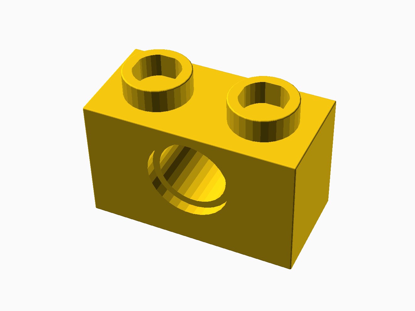 3D printable model of a LEGO Technic 2x1 Brick.