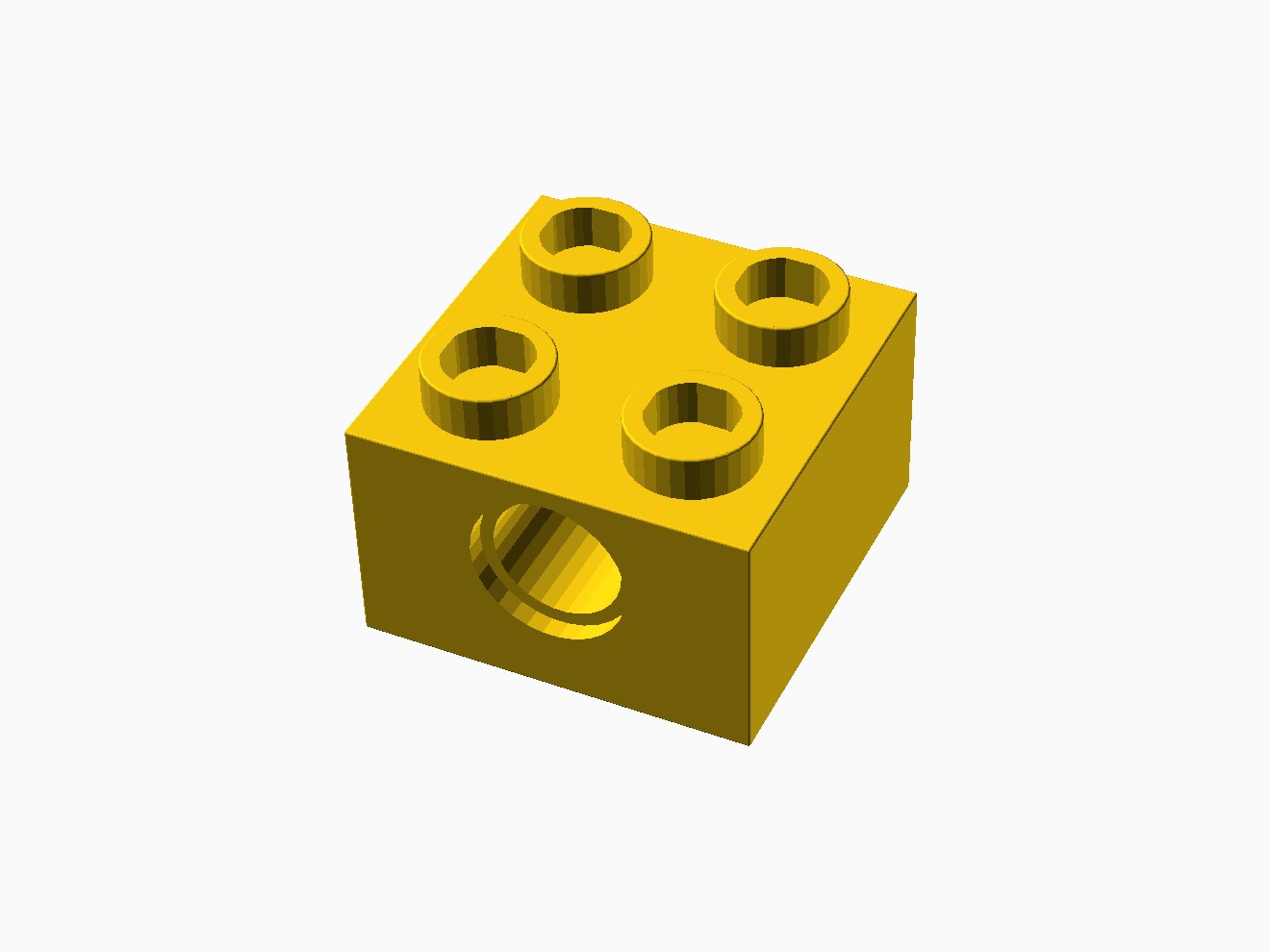 3D printable model of a LEGO Technic 2x2 Brick.