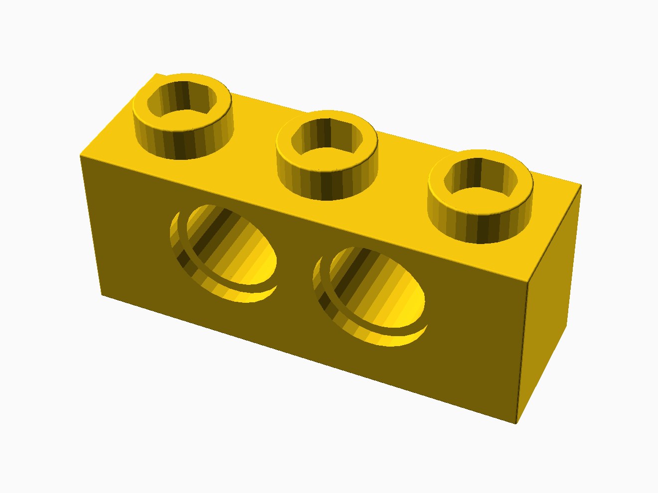 3D printable model of a LEGO Technic 3x1 Brick.