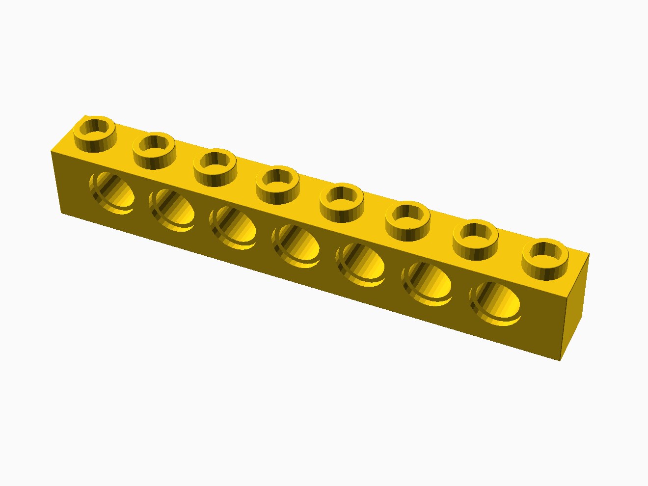 3D printable model of a LEGO Technic 8x1 Brick.