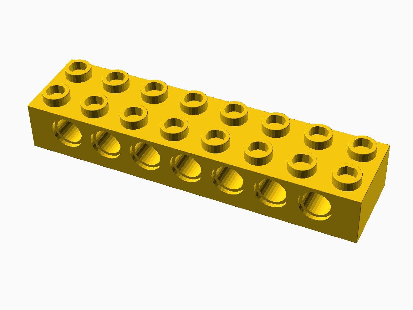 3D printable model of a LEGO Technic 8x2 Brick.