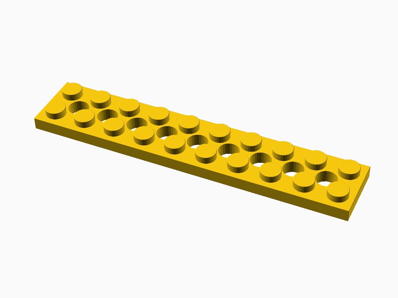 3D printable model of a LEGO Technic 10x2 Plate.