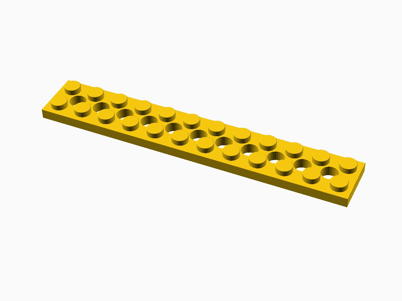 3D printable model of a LEGO Technic 12x2 Plate.