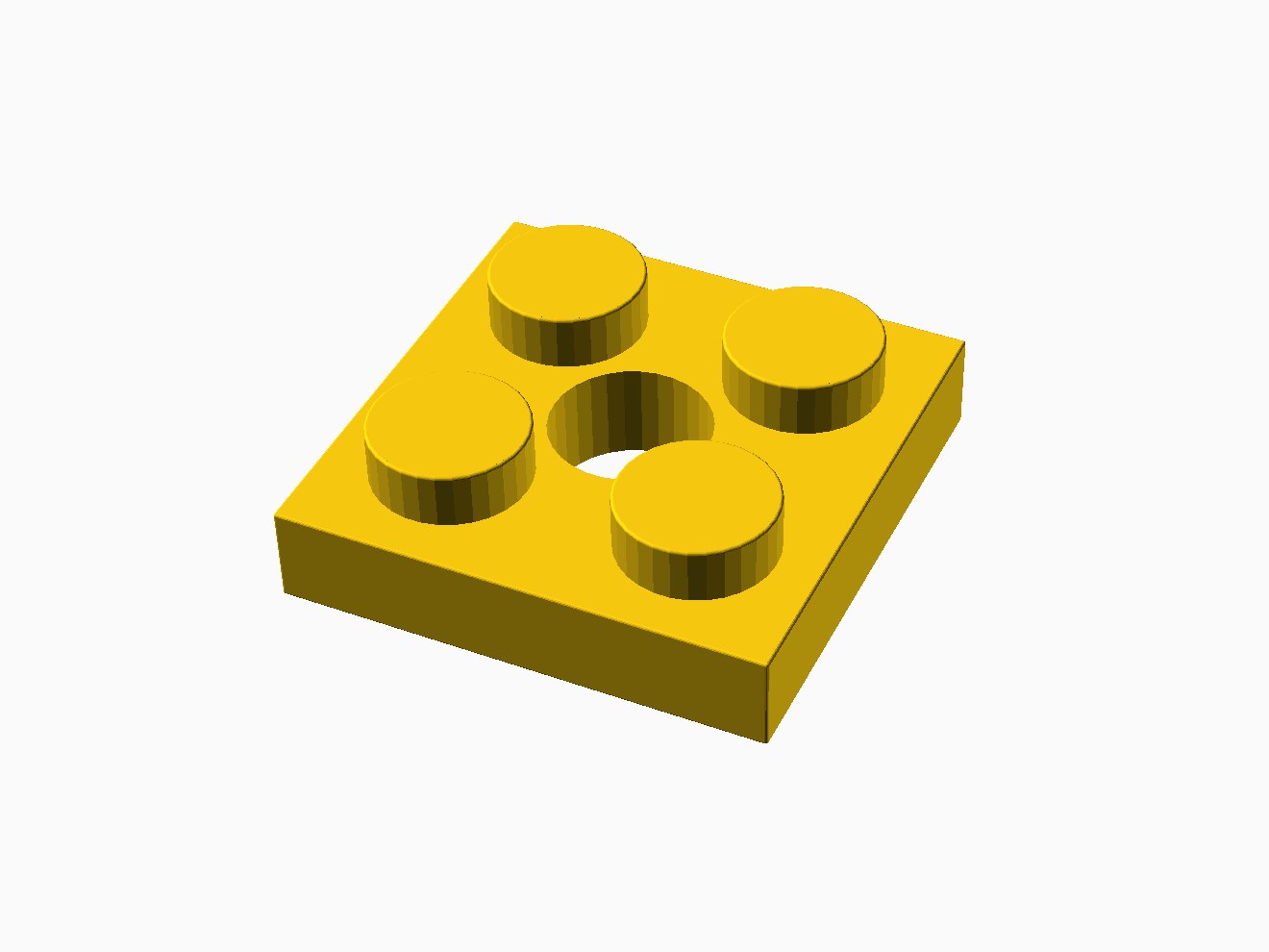 3D printable model of a LEGO Technic 2x2 Plate.