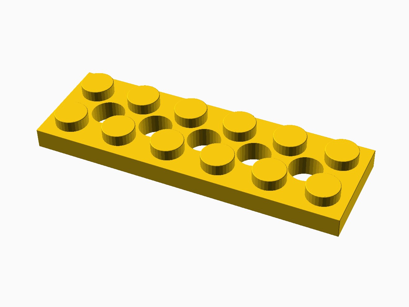 3D printable model of a LEGO Technic 6x2 Plate.